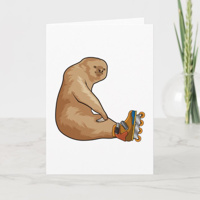 Sloth as Inline skater with Inline skates Card (Front)