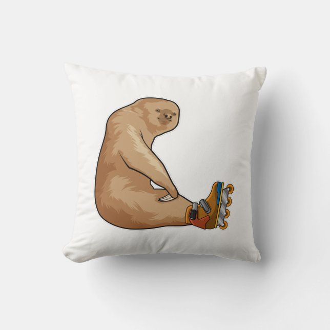 Sloth as Inline skater with Inline skates Cushion (Front)