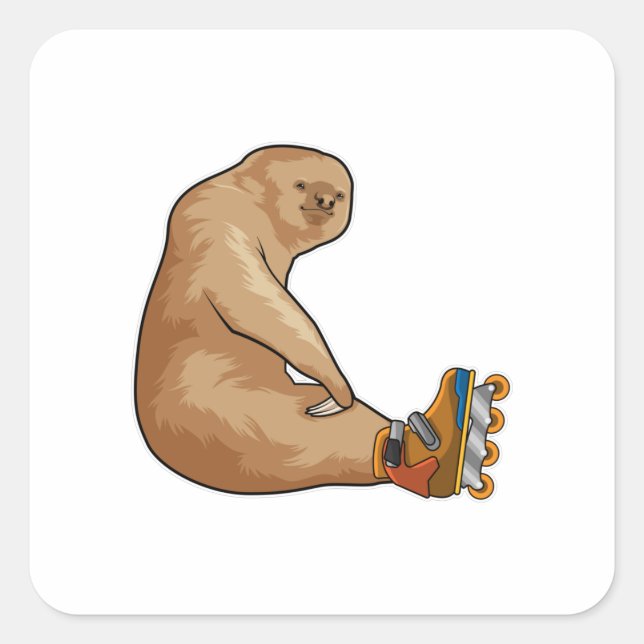 Sloth as Inline skater with Inline skates Square Sticker (Front)