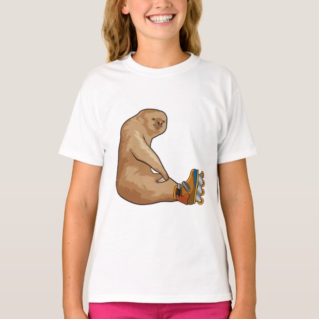Sloth as Inline skater with Inline skates T-Shirt (Front)