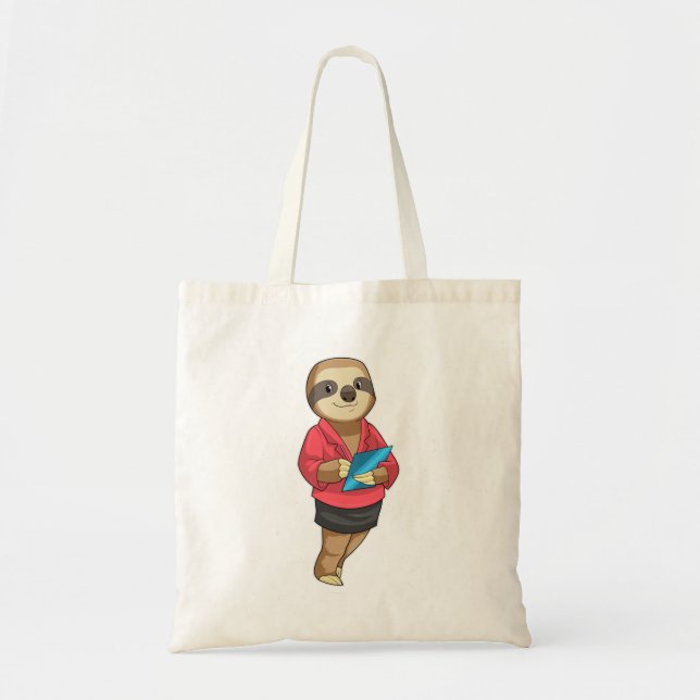 Sloth as Secretary with Notepad Tote Bag (Front)