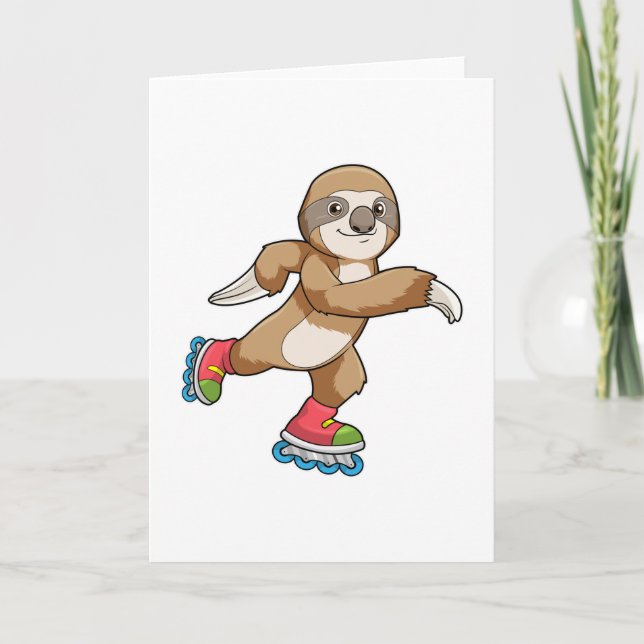 Sloth as Skater with Inline skates Card (Front)