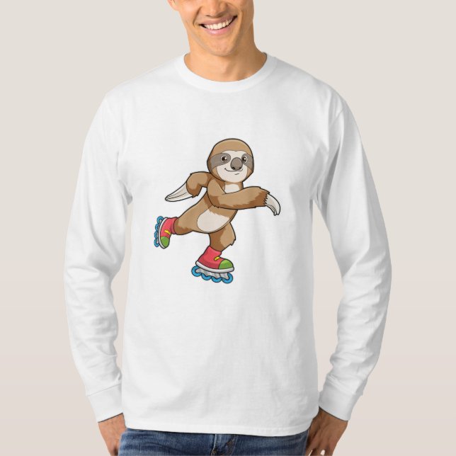 Sloth as Skater with Inline skates T-Shirt (Front)