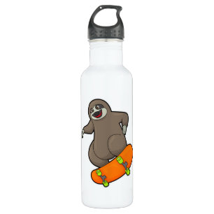 Sloth as Skater with Skateboard 710 Ml Water Bottle
