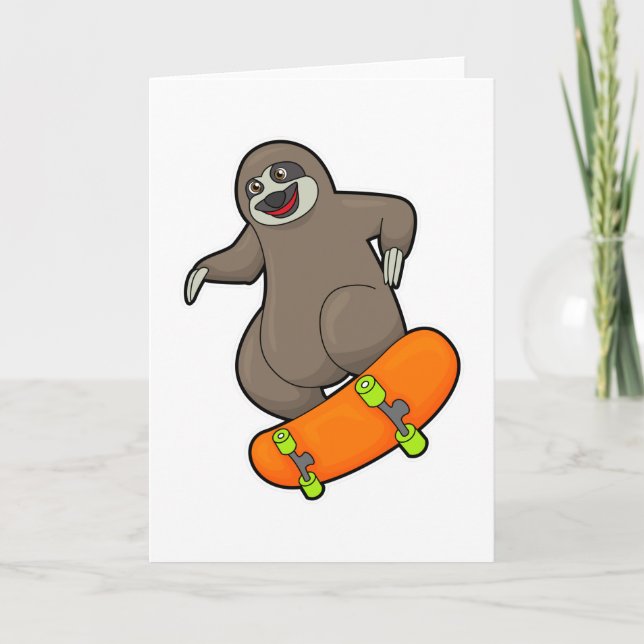 Sloth as Skater with Skateboard Card (Front)