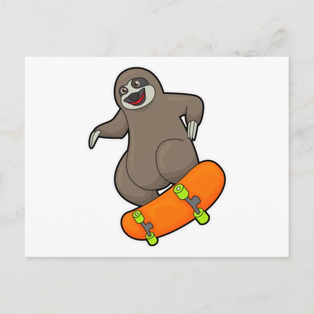 Sloth as Skater with Skateboard Postcard (Front)