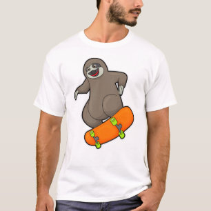 Sloth as Skater with Skateboard T-Shirt