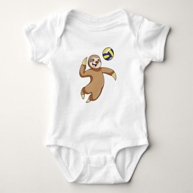 Sloth as Volleyball player with Volleyball Baby Bodysuit (Front)