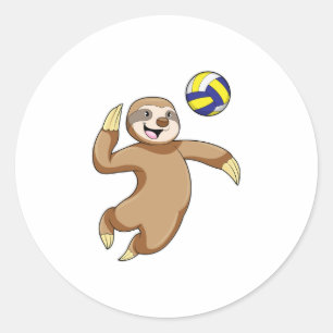 Sloth as Volleyball player with Volleyball Classic Round Sticker