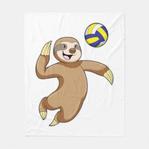 Sloth as Volleyball player with Volleyball Fleece Blanket