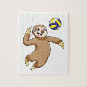 Sloth as Volleyball player with Volleyball Jigsaw Puzzle