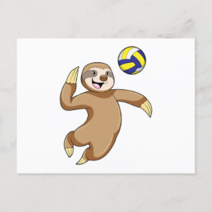 Sloth as Volleyball player with Volleyball Postcard