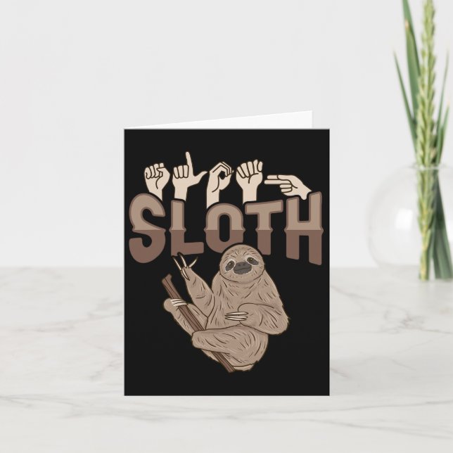 Sloth Asl Hand Gesture Deaf Hearing Loss Awareness Card (Front)