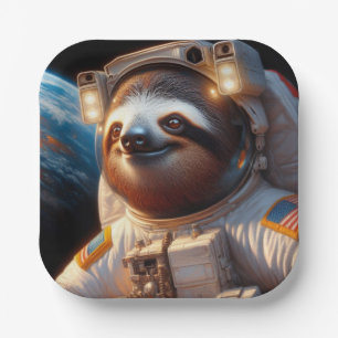 Sloth Astronaut Paper Plate