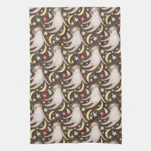 Sloth Astronaut Pattern Tea Towel