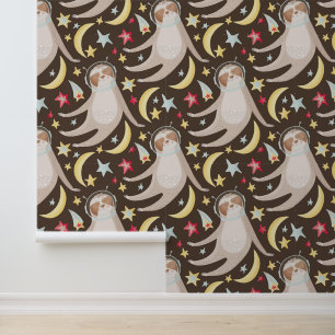 Sloth Astronaut Pattern Wallpaper