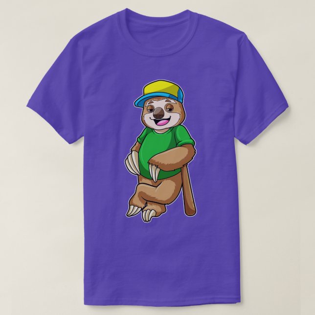 Sloth at Baseball with Baseball bat 1 T-Shirt (Design Front)
