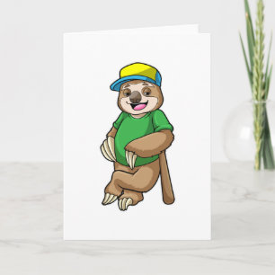 Sloth at Baseball with Baseball bat Card