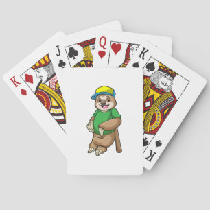 Sloth at Baseball with Baseball bat Playing Cards