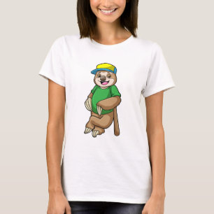 Sloth at Baseball with Baseball bat T-Shirt