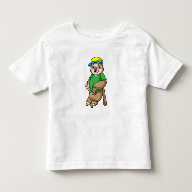 Sloth at Baseball with Baseball bat Toddler T-Shirt (Front)