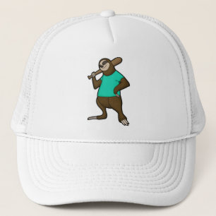 Sloth at Baseball with Baseball bat Trucker Hat