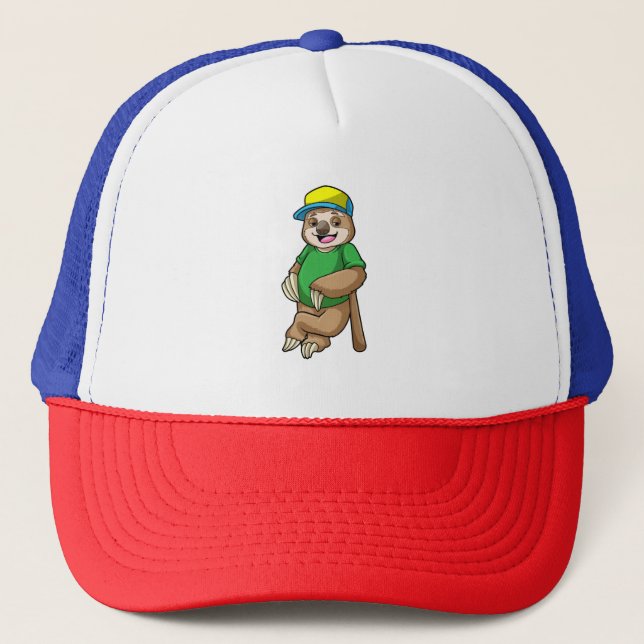 Sloth at Baseball with Baseball bat Trucker Hat (Front)