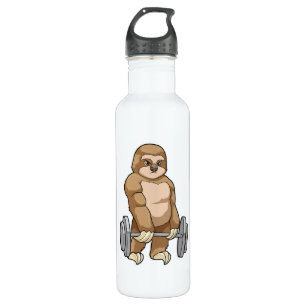 Sloth at Bodybuilding with Barbell 710 Ml Water Bottle