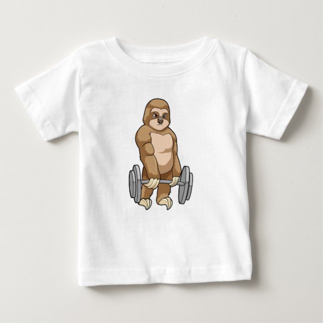 Sloth at Bodybuilding with Barbell Baby T-Shirt (Front)