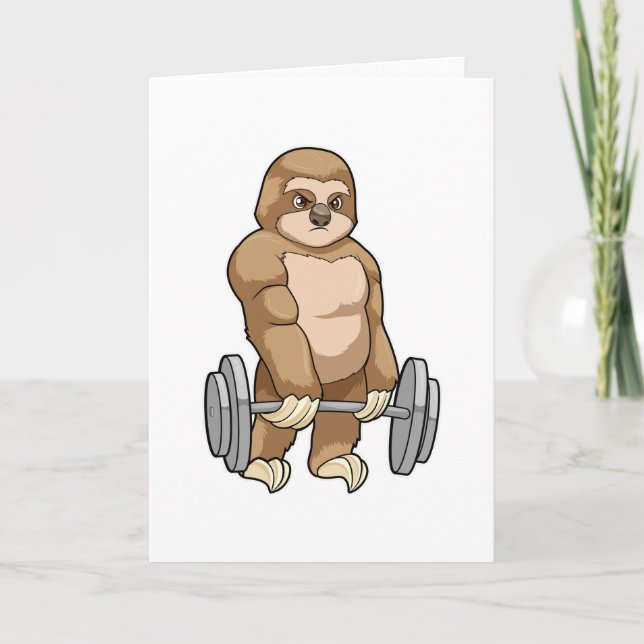 Sloth at Bodybuilding with Barbell Card (Front)