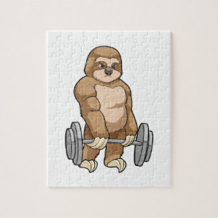 Sloth at Bodybuilding with Barbell Jigsaw Puzzle