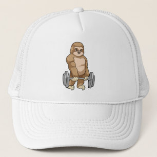 Sloth at Bodybuilding with Barbell Trucker Hat
