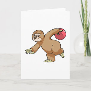 Sloth at Bowling with Bowling ball Card
