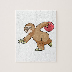 Sloth at Bowling with Bowling ball Jigsaw Puzzle