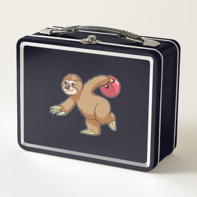 Sloth at Bowling with Bowling ball Metal Lunch Box (Front)