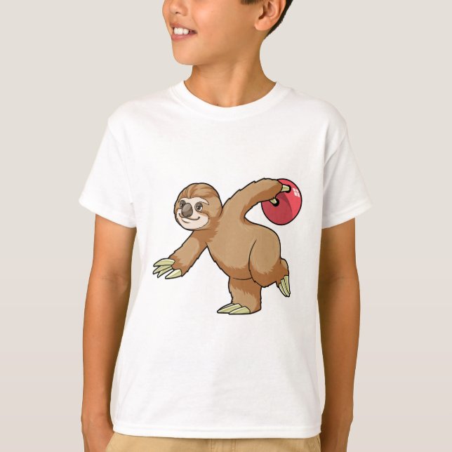 Sloth at Bowling with Bowling ball T-Shirt (Front)