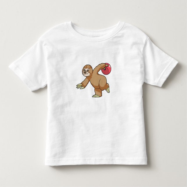 Sloth at Bowling with Bowling ball Toddler T-Shirt (Front)