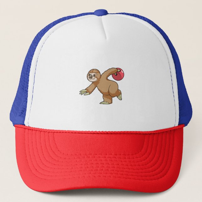 Sloth at Bowling with Bowling ball Trucker Hat (Front)