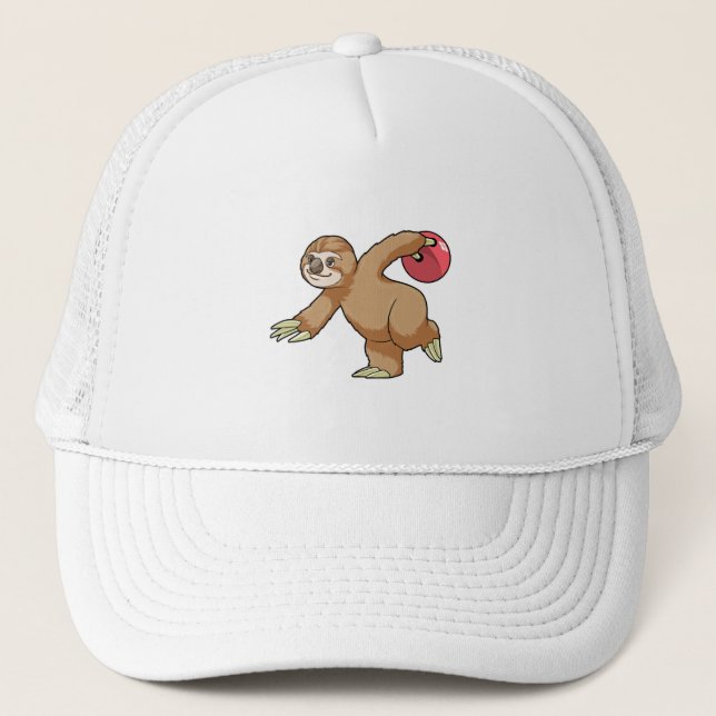 Sloth at Bowling with Bowling ball Trucker Hat (Front)