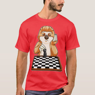 Sloth at Chess with Chess board T-Shirt