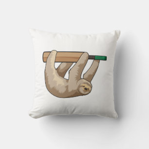 Sloth at Cricket with Cricket bat Cushion