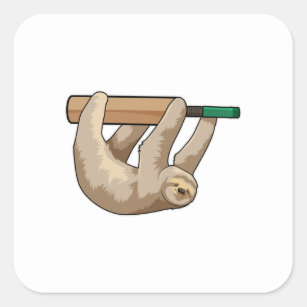 Sloth at Cricket with Cricket bat Square Sticker