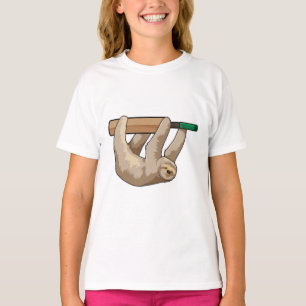 Sloth at Cricket with Cricket bat T-Shirt