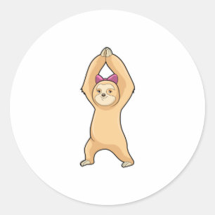 Sloth at Fitness Sports Classic Round Sticker