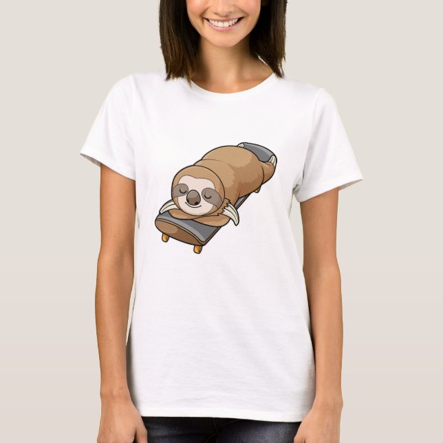 Sloth at Sleeping with Skateboard T-Shirt (Front)