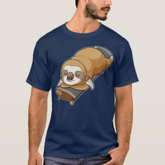 Sloth at Sleeping with Skateboard T-Shirt
