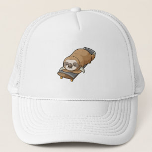 Sloth at Sleeping with Skateboard Trucker Hat
