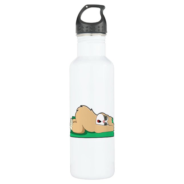 Sloth at Yoga on Yoga mat 710 Ml Water Bottle (Front)