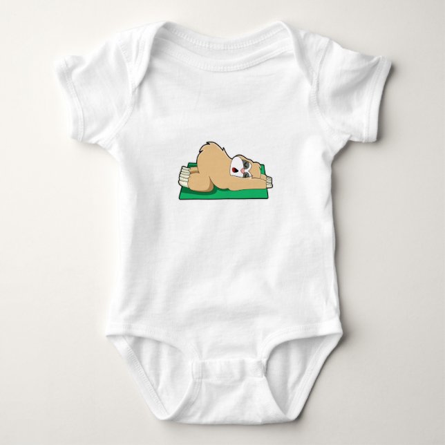 Sloth at Yoga on Yoga mat Baby Bodysuit (Front)
