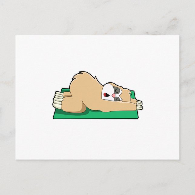 Sloth at Yoga on Yoga mat Postcard (Front)